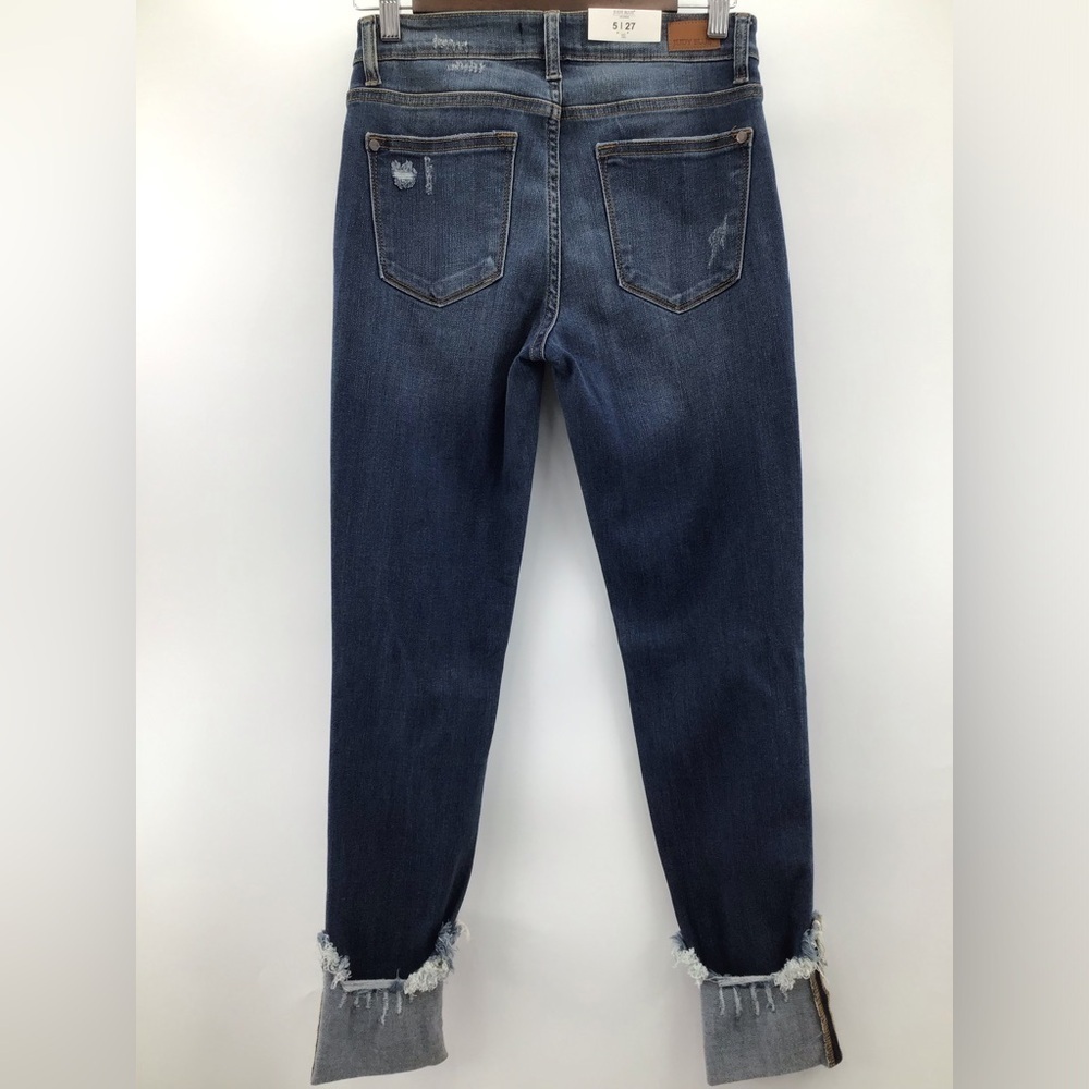Judy Blue Dark Wash Distressed Skinny Crop Jeans - Picture 3 of 11